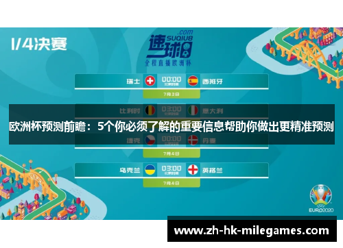 欧洲杯预测前瞻：5个你必须了解的重要信息帮助你做出更精准预测